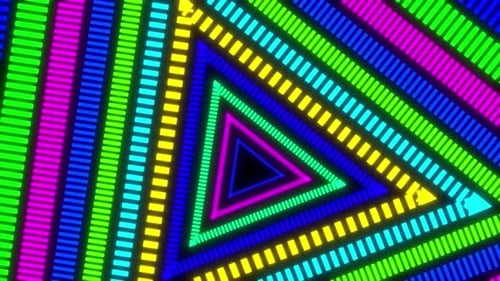 Colorful glowing Triangle Disco Music Background. Vj Loop Animation Of Disco Dancing Background