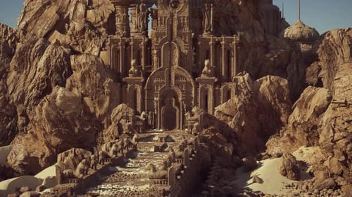 Remote Archaeological Site with Monumental Arches and Eroded Steps