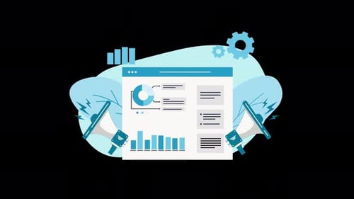 Flat Design Marketing Analytics Web Interface Animation