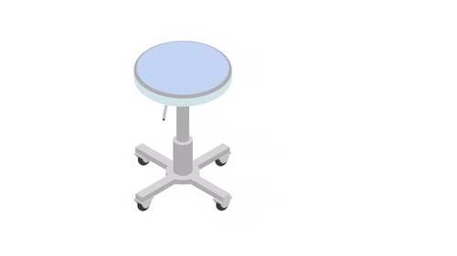 Animated Isometric Medical Rolling Stool