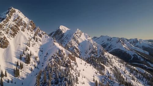 Snowy Mountains Landscape Aerial View