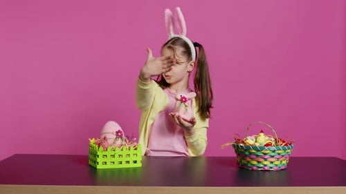 Girl With Bunny Ears Sending Air Kisses