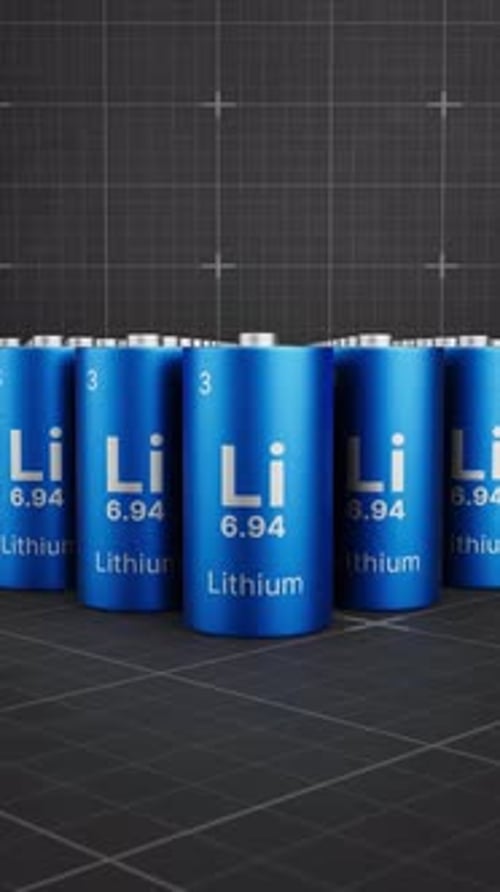 3D Animated Lithium Battery Cells Technology Grid