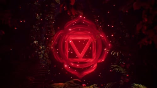 Wurzelchakra, Muladhara, Meditation, Heilung, 3D-Animation, psychedelisch, spirituell, 4k, vj loop, abstrakt