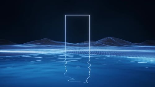 Espacio digital con puerta geométrica
