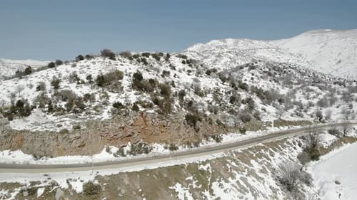Hermon mountain in the winter, aerial