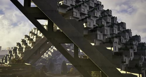 Los edificios residenciales innovadores se colocan en una estructura elevada
