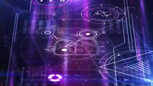 Futuristic Data Display with Network UI and Technology Concepts