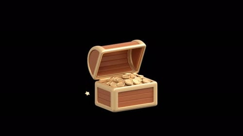 Animation d'icônes 3D de la boîte au trésor dorée de l'héritage islamique 4K