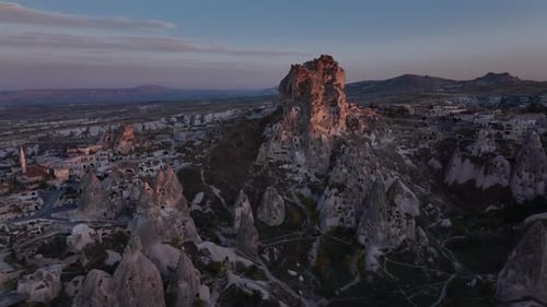 Castle In Cappadocia, At Sunset, Turkey, Aerial View