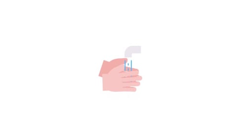 Flat Design Animation of Hands Washing Under Faucet