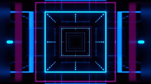 Blue And Pink Geometric Neon Rotating Design Background Vj Loop In 4K