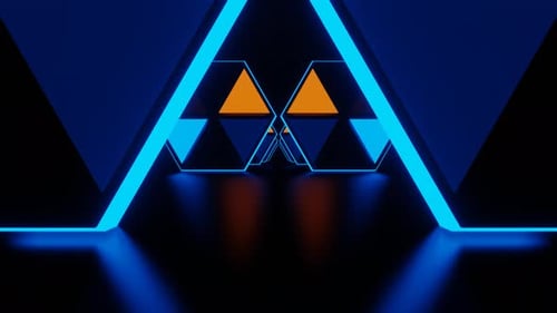Fundo de área hexagonal intermitente azul e laranja Vj Loop em 4K