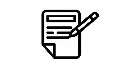 Animated Flat Design Document Writing and Signature Icon
