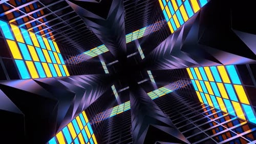 Orange And Blue Neon Spike Tunnel Background Vj Loop In 4K