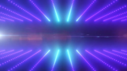 Cuadrícula futurista púrpura y azul con puntos brillantes, que representa la tecnología, la realidad virtual