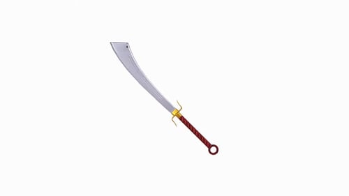 Sword rotation in loop on white background