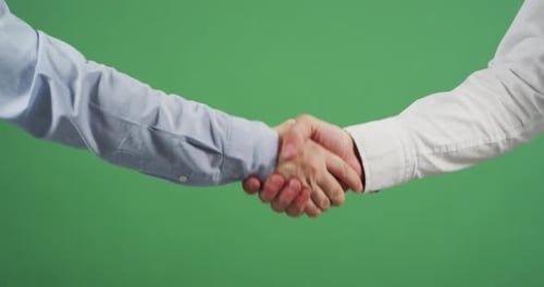 Shaking hands on green screen