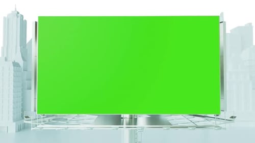 Modern City Billboard Advertisement Display with Green Screen