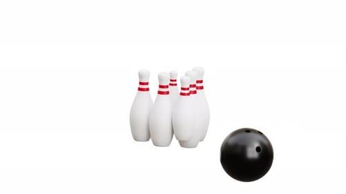 Modern 3D Bowling Ball Striking Pins Animation