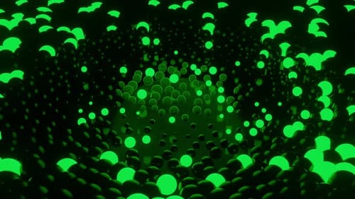 Looped 3d Animation VFX Green Balls Background Scifi Abstract Cyclic Background Technology VJ