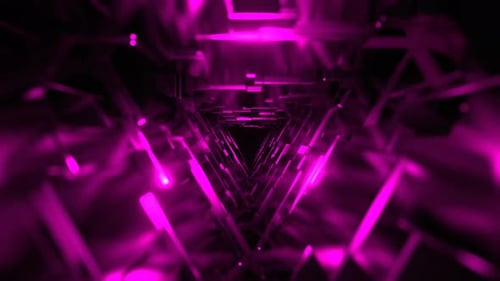Blue Pink And Orange Fantasy Triangle Tunnel With Changing Lighting VJ Loop In 4K