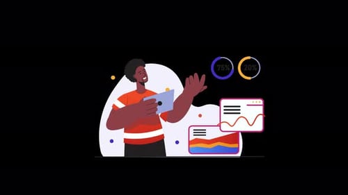 Jeune homme africain analysant des données sur une tablette dans un cadre moderne