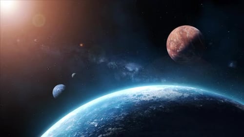 Cinematic Space Travel with Orbiting Planets and Stars