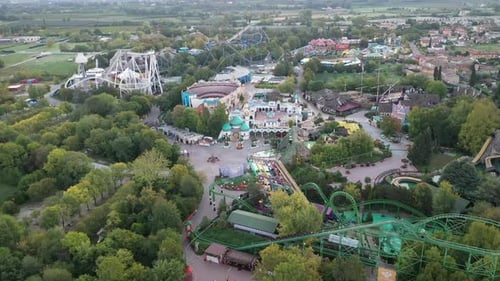 Aerial video over an amusement park Italy