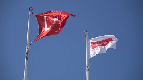 flying Turkish flag . . .