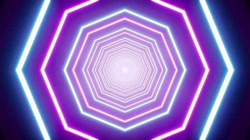 Achteckiger gestreifter Neon-Lichttunnel