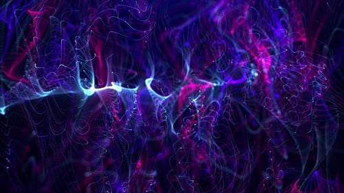 Abstract digital dynamic particle waves with light motion lights background, data flow, cyber