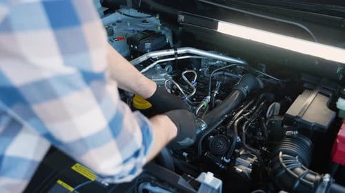 Mechaniker, der die Wartung von Automotoren durchführt
