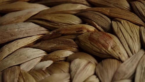 Macro Shot Captures the Intricate Details of the Wood Grain and Weaving Pattern Adding a Touch of