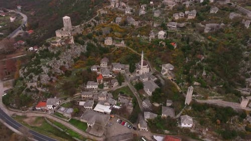 Aerial view of pocitelj fortress and village, Bosnia and Herzegovina.