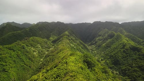 aerial view of a mountain ridge in hawaii