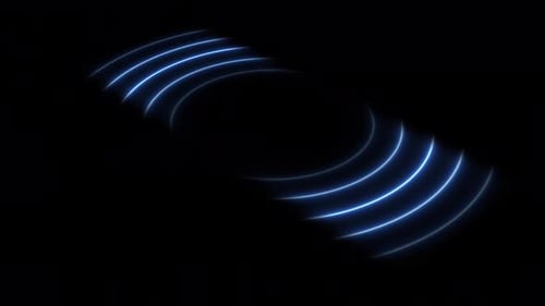 Radio wave signal. Colors award background waves animation come from center. Bright neon lights.