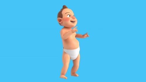 Fun 3D cartoon baby dancing (with alpha channel included)
