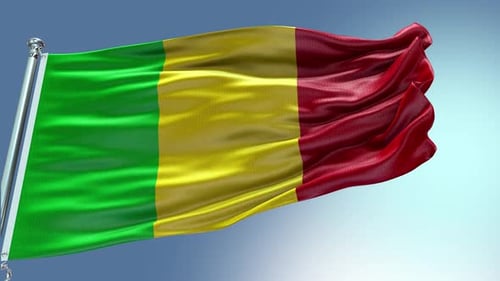 Mali National Flag Waving Realistic Loop Animation