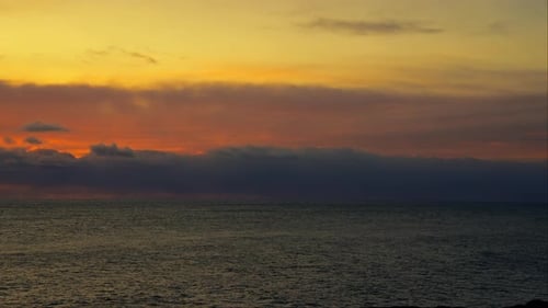 Pan Shot Of The Sea During Sunset In Iceland