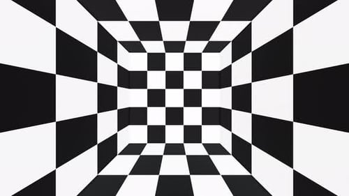 Black and White Square Optical Illusion Checker Tunnel Loop Animation
