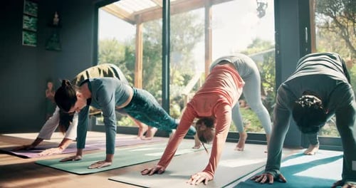 Pilates, exercise and class with stretching in studio for flexibility, holistic wellness