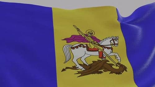 Seamless Loop Waving Flag of Moscow with Saint George Emblem