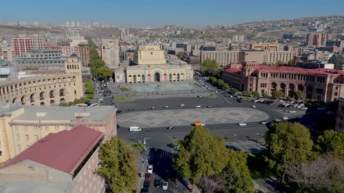 Aerial Footage of Republic Square in Yerevan, Armenia.
