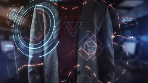 Holographic Touch Interface Digital HUD Reveal Animation