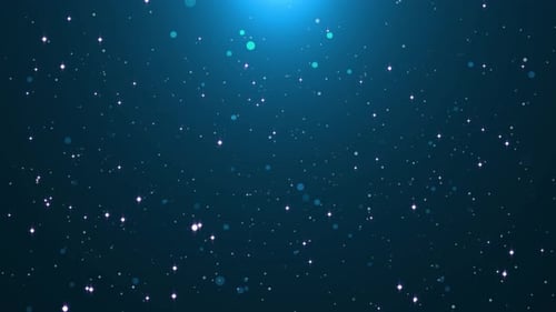 Abstrakte Auszeichnungen, Staubblau, leuchtende Glitzerpartikel, Animation, neue Bewegung, Hintergrund, Lichtreflexe