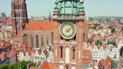 Aerial View of the Medieval European City of Gdansk Poland