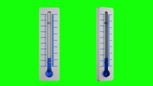 Animated Thermometer with Blue Liquid Fluctuations