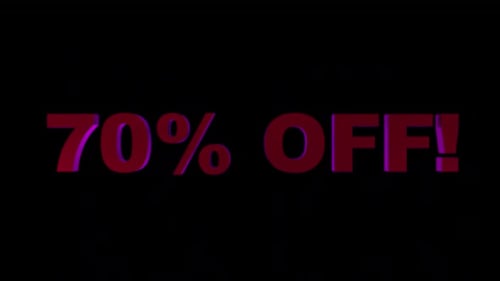 Animated 3D 70 Percent Off Text Title