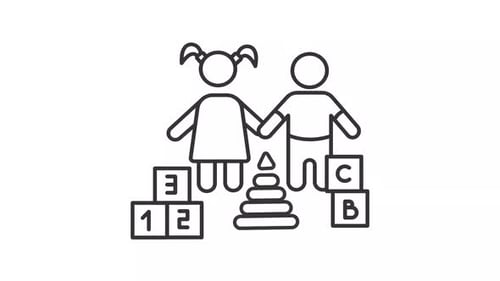 Animated kindergarten line icon
